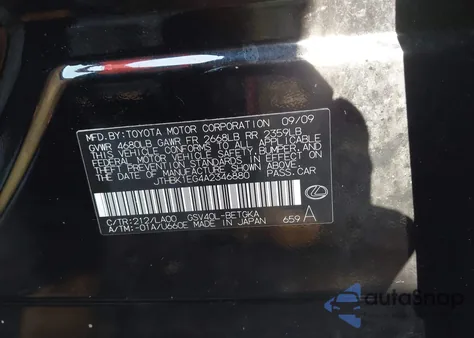 2010 Lexus Es 350 from USA, damaged, VIN JTHBK1EG4A2346880